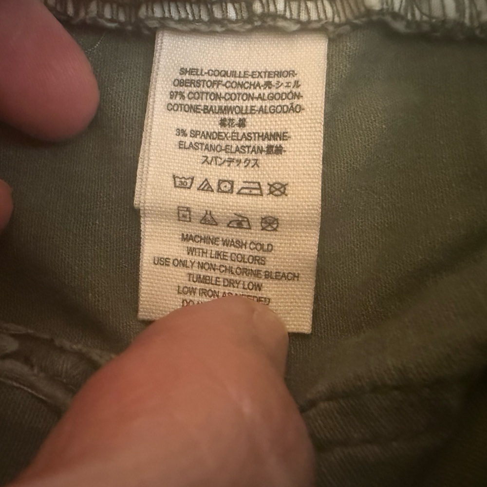Free People Khaki Green Distressed Cargo Knee Patch Jeans Sz 6 High Rise  Boho - Picture 8 of 9